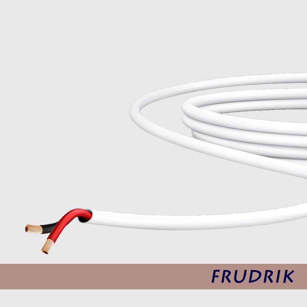 Speaker Wire - 99.9% Oxygen Free Copper – ETL Listed & CL3 Indoor Speaker Cable (16/2White, 100FT)