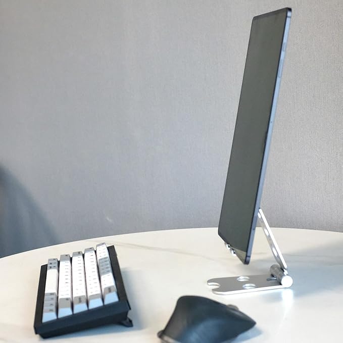 Kado Tablet Stand with Cord Holder Aluminum Alloy, Fully Adjustable Foldable Desktop Phone Stand Holder Compatible with iPad mini/Air/Pro 11/12.9, Galaxy Tablet, Kindle and Display Devices 4"-16''