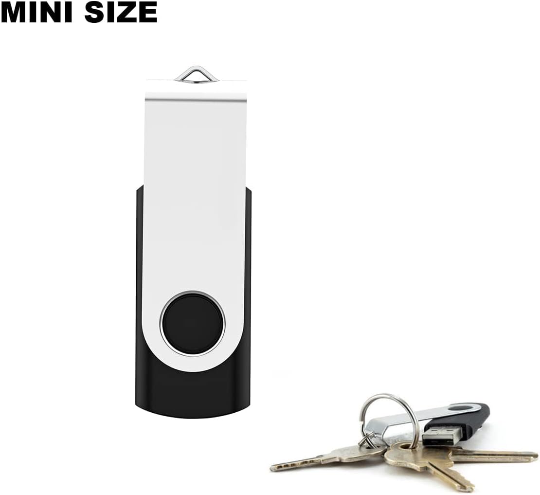 5 Pack 128GB USB Flash Drive with Type C Adapter and Storage Box USB 2.0 High Speed Metal Pen Drive 360° Rotatable Storage Memory Stick for Phone/Pad/PC/Laptop/Android - Black(5-Pack 128GB)