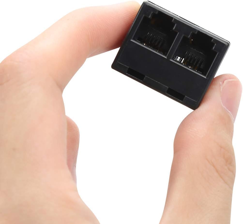 Uvital RJ12 6P6C 3 Female Telephone Line Splitters, Phone Jack Splitter, Telephone Landline Cable Connector and Separator(Black, 10 Pack)