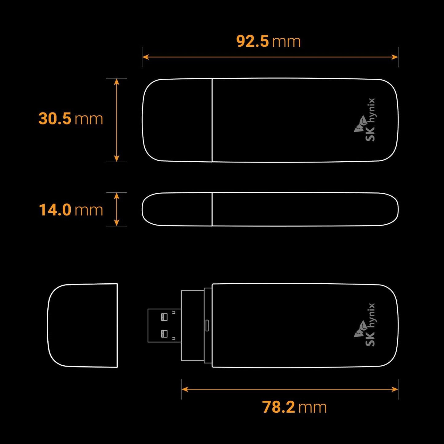 SK hynix Tube T31 2TB Stick Type SSD with DRAM | up to 1000MB/s | 10 Gbps | USB-A 3.2 Gen2 | External Solid State Flash Drive Compatible with Mac, Window PC, Gaming Console