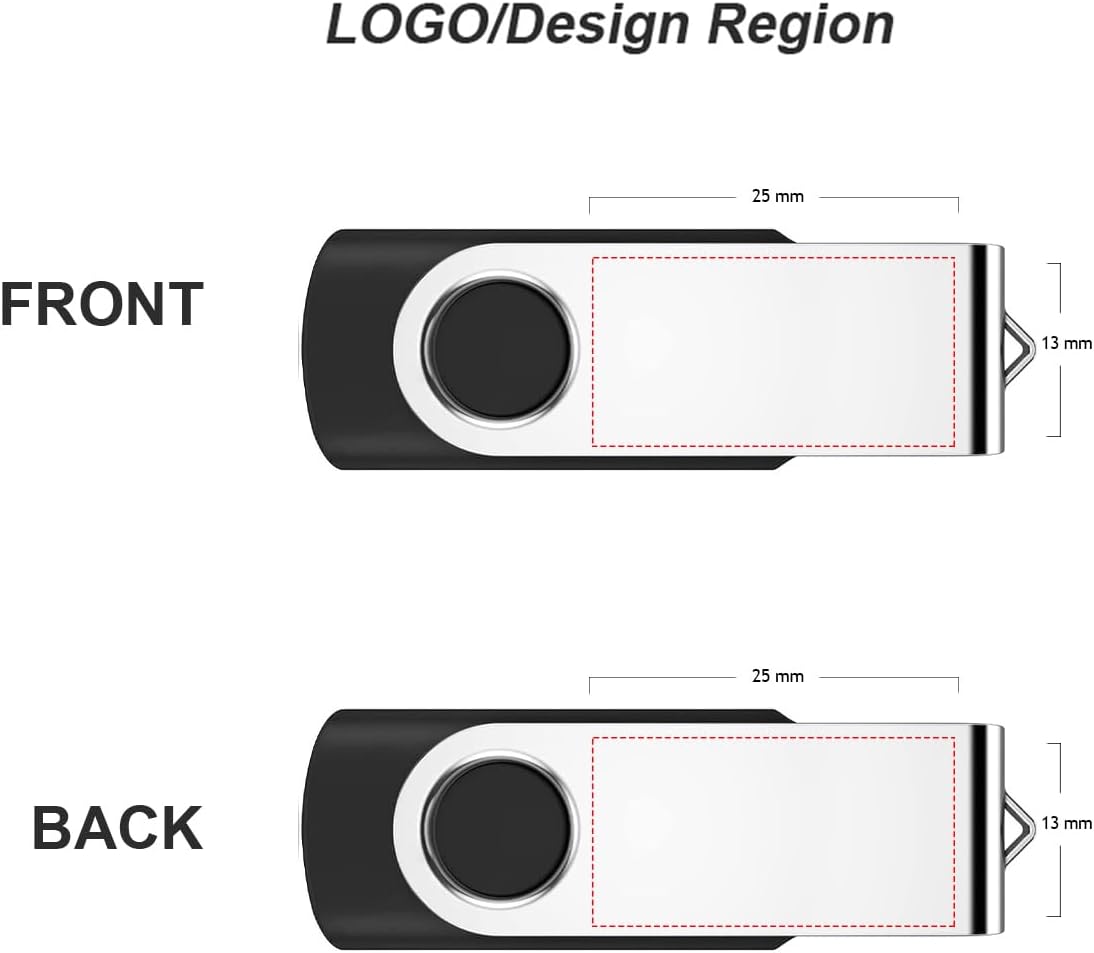 Personalized Flash Drives 32GB, Wooolken Customizable USB 2.0 Thumb Drives 10/20/50/100 Pack, Logo Memory Stick Custom Flash Drive USB Logo (Mixcolors)