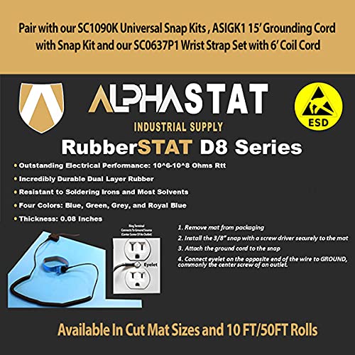 RubberStat Dual Layer ESD Workstation Rubber, Soldering, Cell Phone Repair - 30"x50' Grey