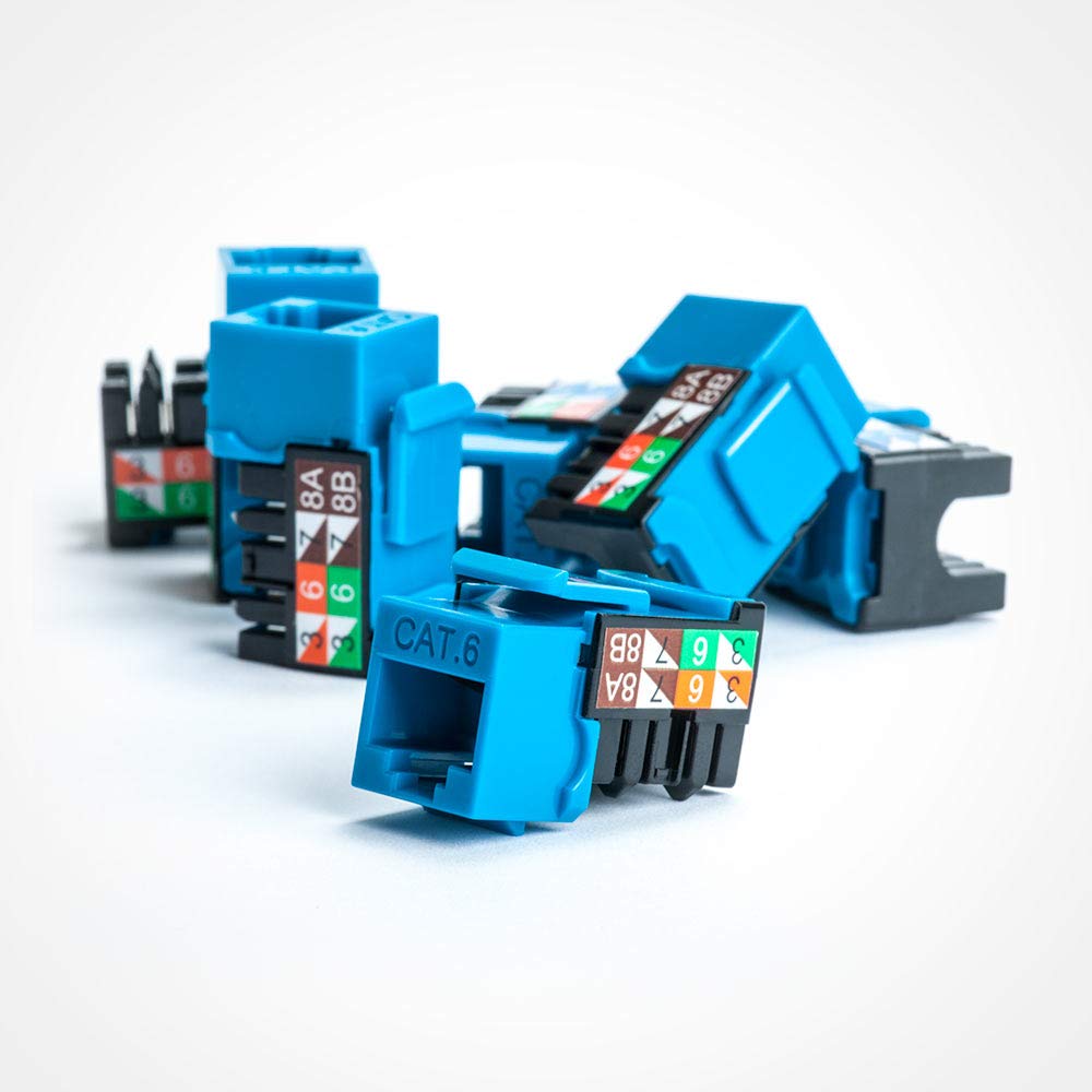 Vertical Cable Cat6 90 Degree Keystone Jack – Easily Snaps into Housing or Wall Plate – 25 Pack