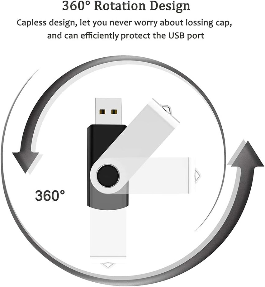 2 Pack 32GB USB Flash Drive USB 2.0 Thumb Drives Jump Drive Fold Storage Memory Stick Swivel Design - Black