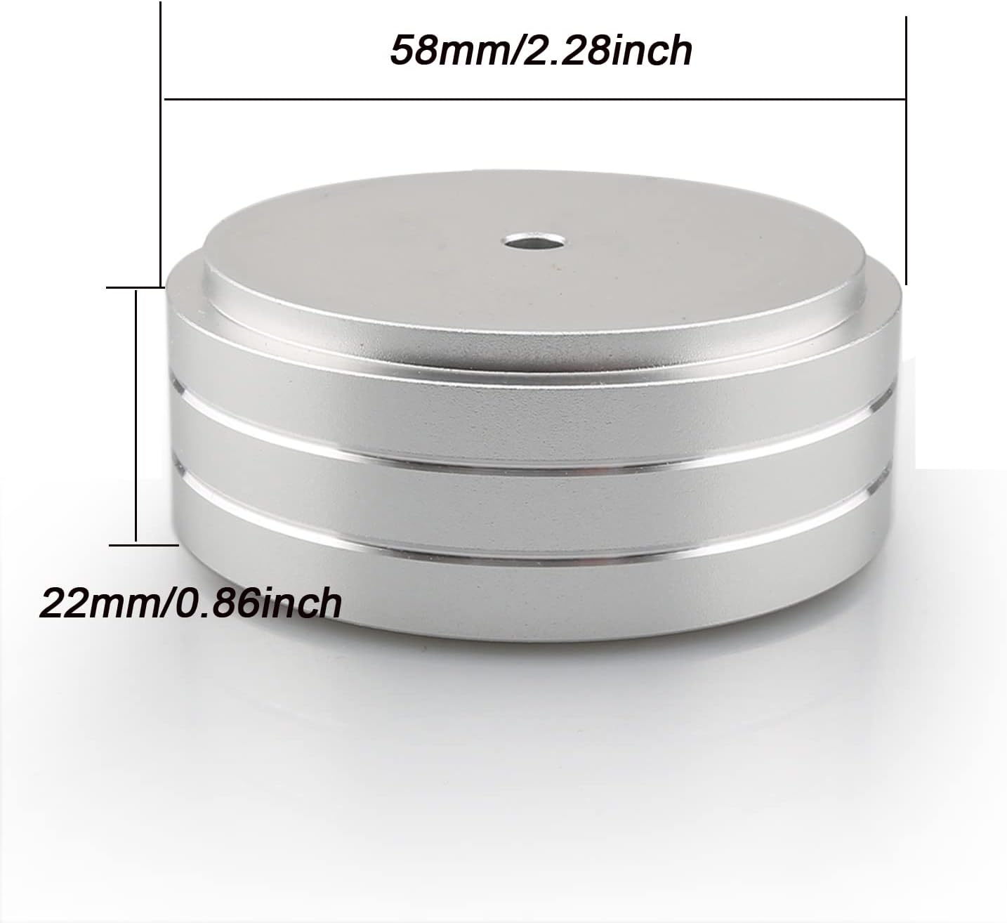 Tertullus 4 Pcs Turntable Feet Aluminum HiFi Turntable Isolation Feet Aluminum Stand Speakers Spikes Audio Pads 58x22mm for HiFi Amplifier/Speaker/Turntable/Player(Silver)