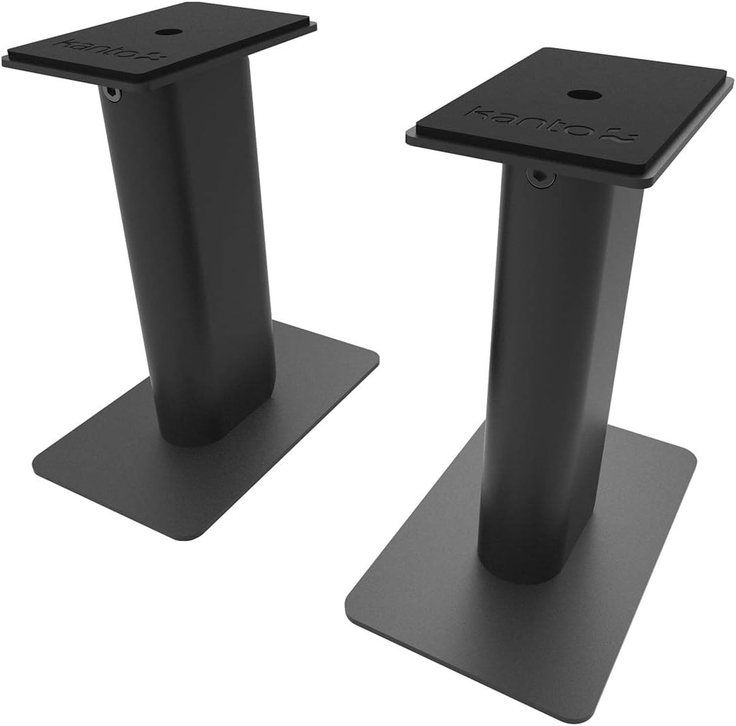 Kanto YU6 Powered Bookshelf Speakers with Bluetooth (Matte Black) with SP9 Desktop Stands (Black)