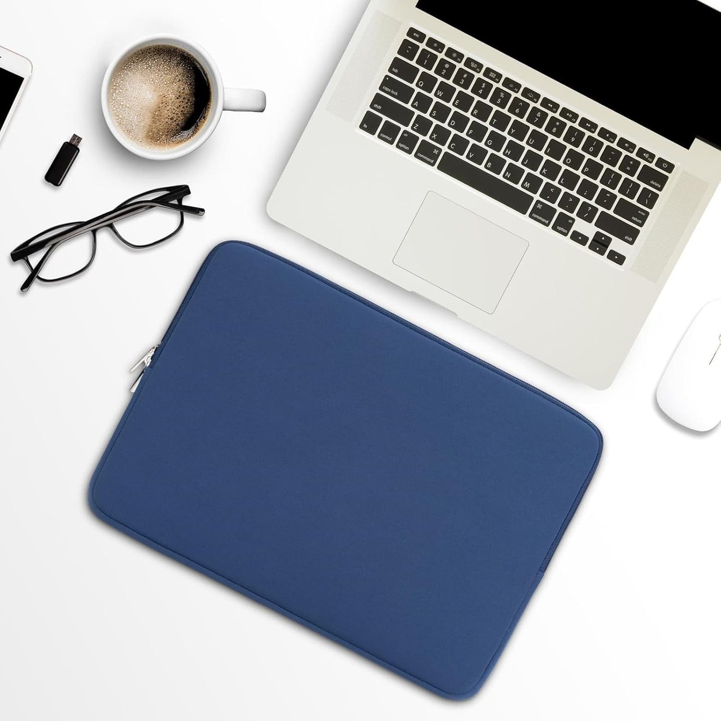 RAINYEAR 15 Inch Laptop Sleeve 15" Protective Soft Case Padded Cover Carrying Bag Specially Compatible with 15.4" MacBook Pro/Air A3241 A2941 A3114 A1938 A1707 A1990 (Navy Blue, Upgraded Version)