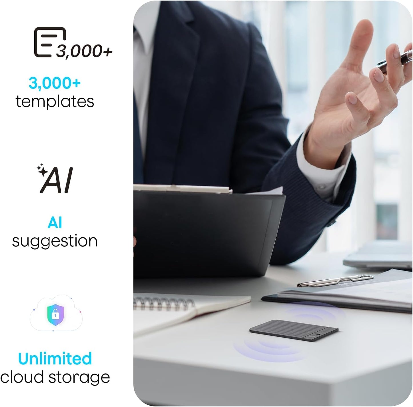 Plaud Note AI Voice Recorder Black with Black Case, App Control, Transcribe & Summarize with AI Technology, Support 112 Languages, 64GB Memory, Audio Recorder for Lectures, Meetings, Calls