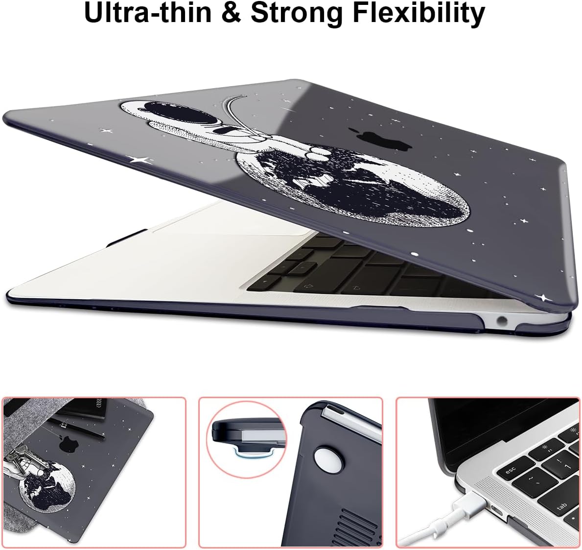Compatible with MacBook Pro 13 inch Case 2022 2021-2016 A2338 M2/M1 Chip A2251 A2289 A2159 A1989 A1706, Pattern Plastic Hard Shell Keyboard Cover Screen Film Webcam Cover, Astronaut Earth
