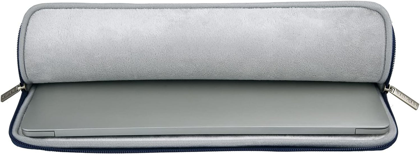 RAINYEAR 13 Inch Laptop Sleeve PU Suede Leather Case Water Resistant Cover Carrying Bag Compatible with 13.3" MacBook Air/Pro A3113 A3240 A2338 A2681 A2337 A2159 A2179 A2251 A2289(Deep Blue)