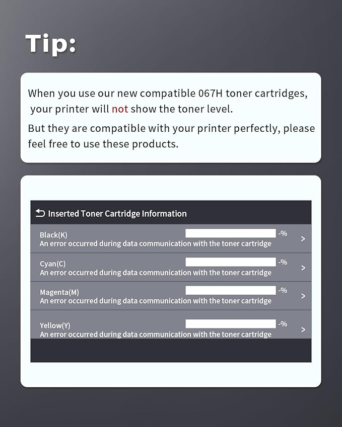 INK4U 067H Toner Cartridge Set Compatible Replacement for Canon 067H 067 Toner Work with imageCLASS MF654Cdw MF656Cdw MF653Cdw LBP633Cdw LBP632Cdw Printer (4 Pack,BK/C/M/Y)
