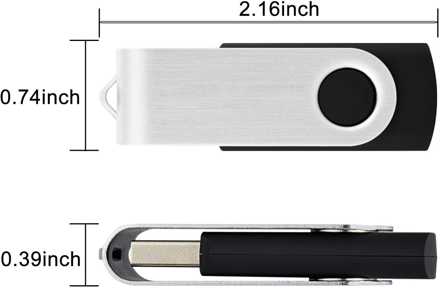 16GB USB Flash Drive KOOTION 20 Pack USB Drive Thumb Drive Bulk USB Stick Swivel for Data Storage, Black
