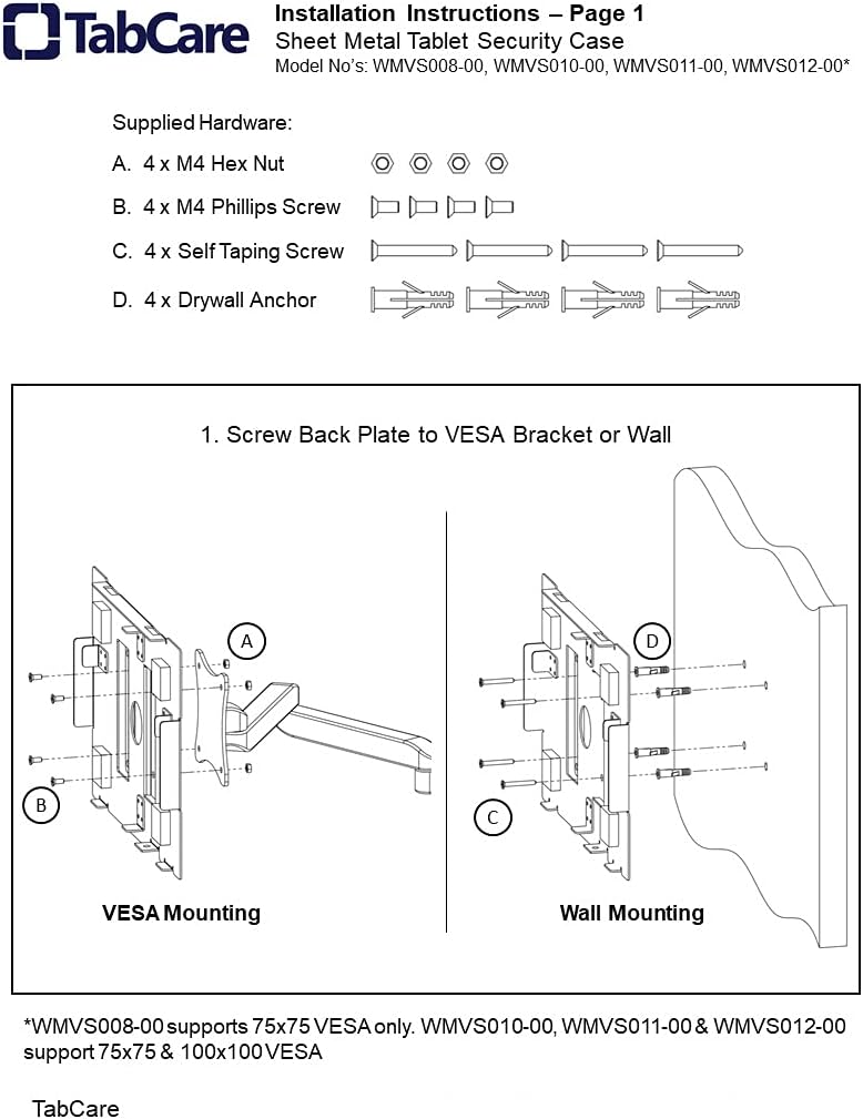 TABcare Locking Anti-Theft Metal Case for Samsung Galaxy TAB A 9.7" Tablet for Kiosk, POS, Store, Show Display, Time Clock (TAB A 9.7, White)
