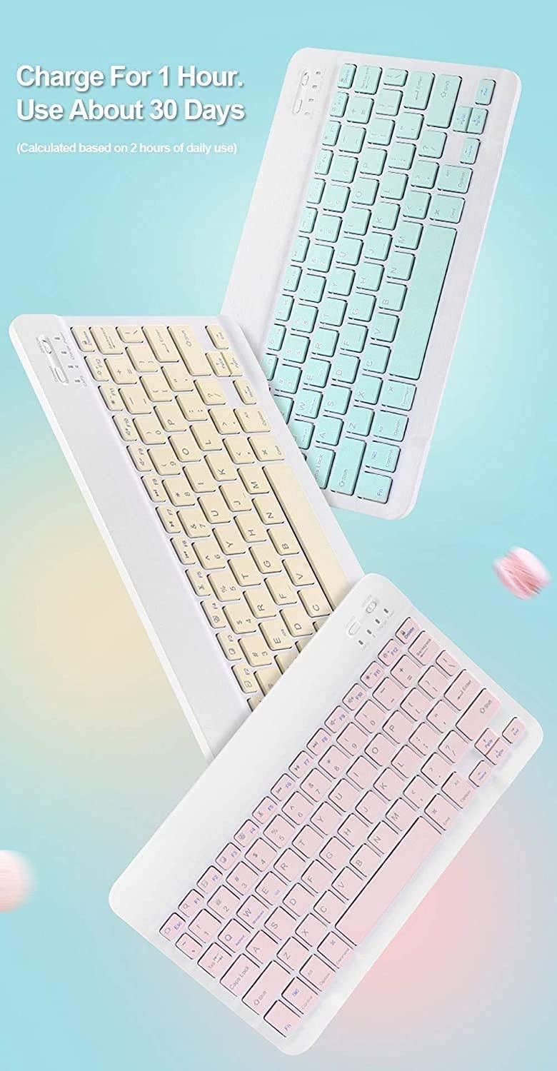AnMengXinLing Keyboard Case for iPad mini 5 with Mouse, Detachable Wireless Bluetooth Keyboard Pencil Holder Slim Leather Smart Cover for iPad mini 5th Gen 2019, Sky Blue