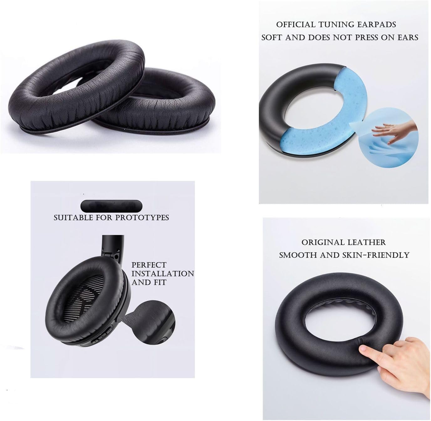 Headphones Replacement Ear Pads,Compatible for Bose Quietcomfort QC15 QC25 QC35 35 ii-(Black Floral)