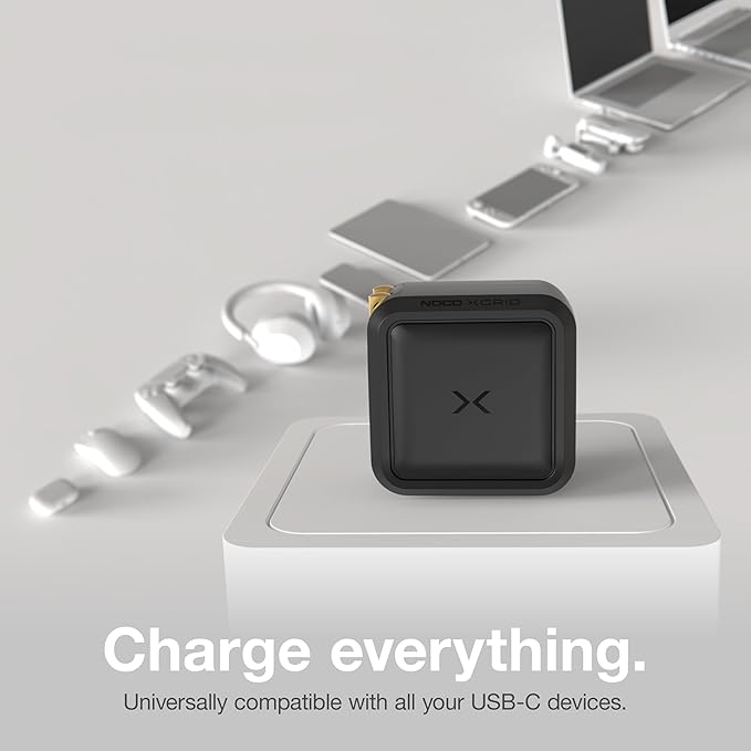 NOCO XGrid X65: 65W USB-C Charger – Dual Port GaN Power Adapter with PD 3.0, QC 4.0+, and PPS – Fast Charging with Smart Power Distribution – Foldable Wall Plug, UL Listed