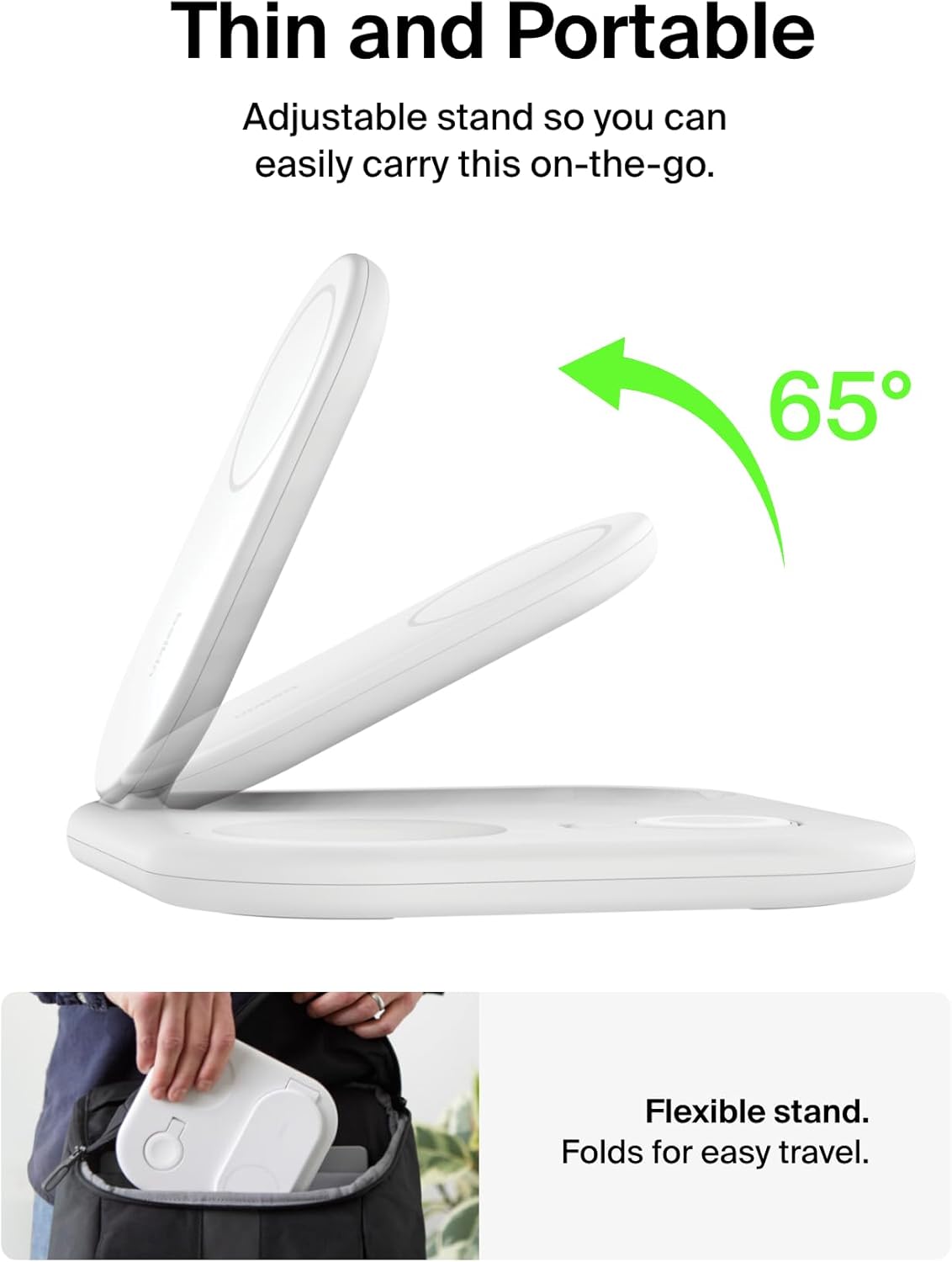 Belkin 3-in-1 MagSafe-Compatible iPhone Charger - Foldable Magnetic Qi2 Certified, MagSafe Charging Station for Phone, Apple Watch, AirPods - Wireless for Multiple Devices