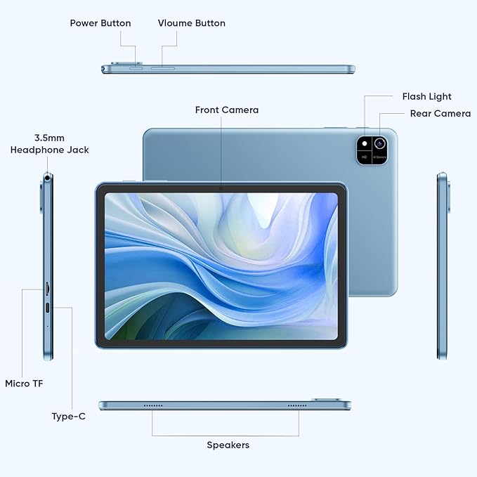 Android 15 Tablet 10.1 inch Tablet 2025 Latest Tablets with Keyboard Mouse 24GB+64GB 2TB Expand 6000mAh Octa-Core Processor Dual Camera WiFi 1280x800 IPS 18W Fast Charging