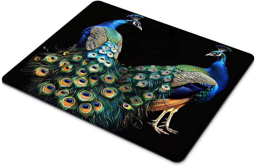 Square Mouse Pad Beautiful Peacock with Colorful Feathers-1,Gaming Mouse Pads for Desk,Soft Computer Waterproof Non-Slip Mouse Mat