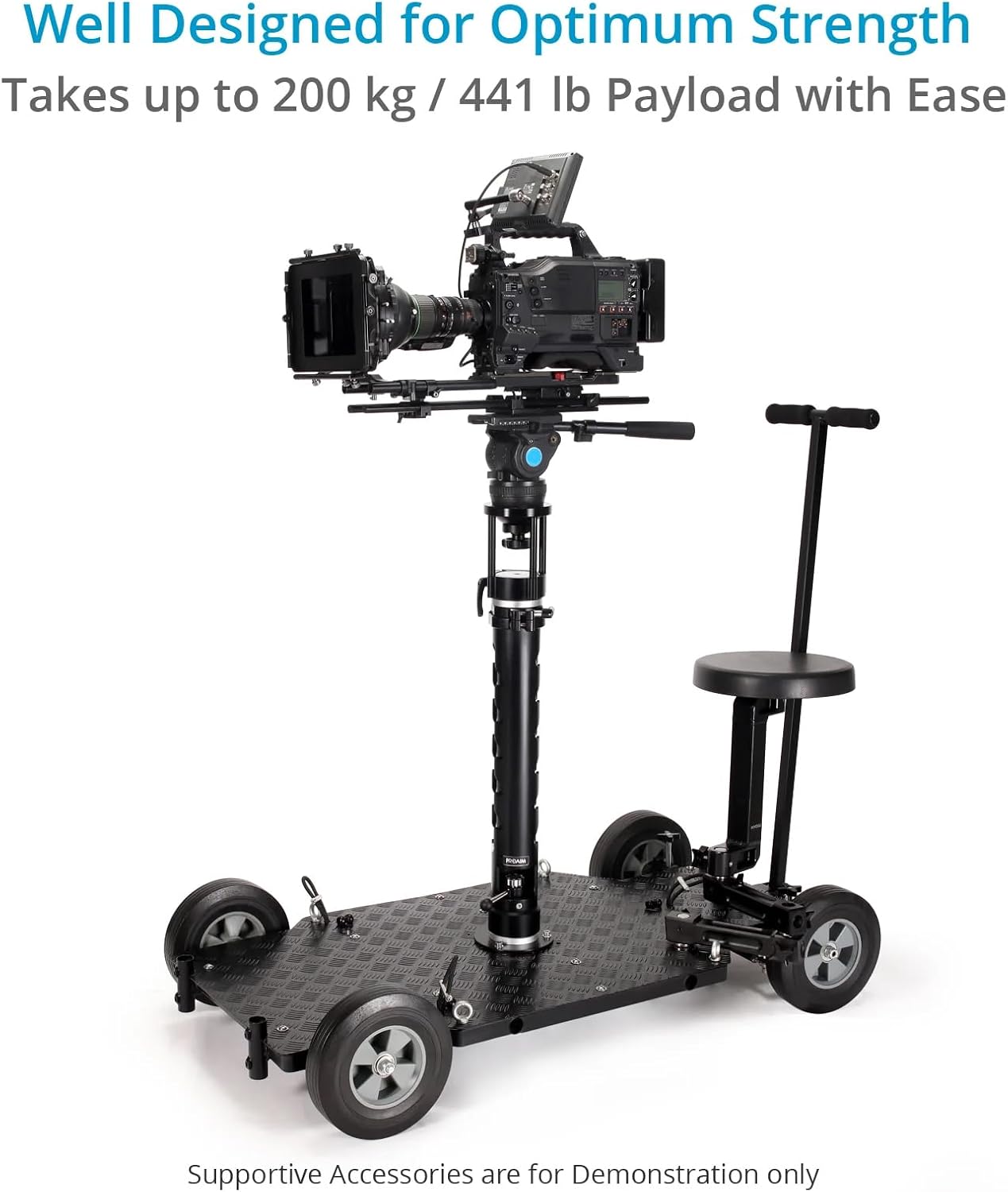 PROAIM Telescopic 27"- 42" Bazooka with Euro/Elemac Mount & Quick Lock Lever. for Camera Dolly/Slider/Jib/Crane Setup. Payload up to 200kg / 441lb. (BZ-286-00)