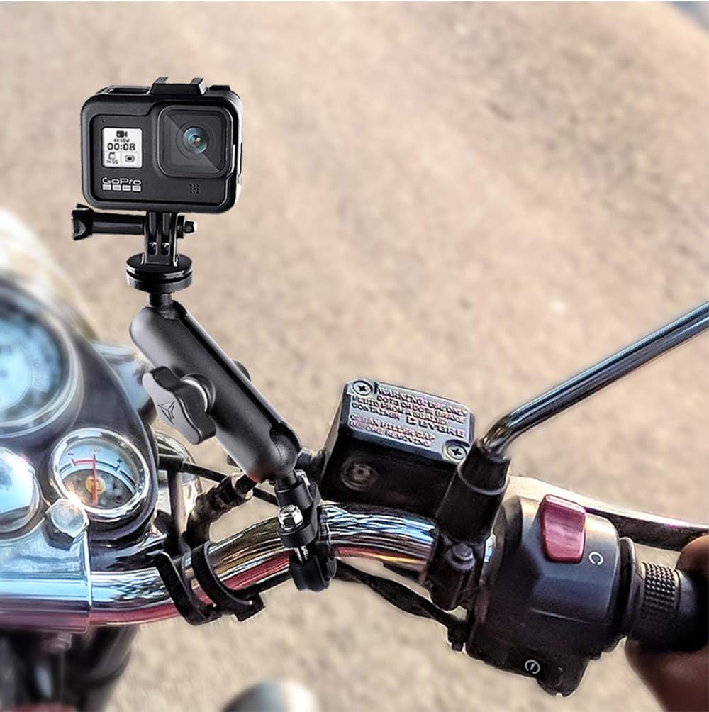 360° Rotating Sports Camera Bracket,Motorcycle Mount for Go Pro Hero10/9/8/max/7/6/5/4 Action Camera Moto Bike Handlebar Mount,U-Shaped Handlebar Bracket (U- Handlebars)