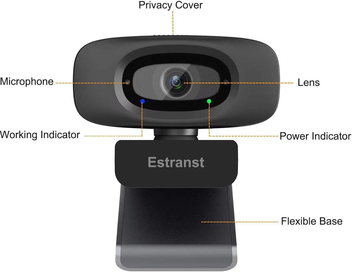 2K Quad HD Webcam with Privacy Cover & Noise-Canceling Microphone, Video Web Streaming Camera for PC Computer Desktop Laptop Mac Zoom Teams &More, 1pc USB C Adapter