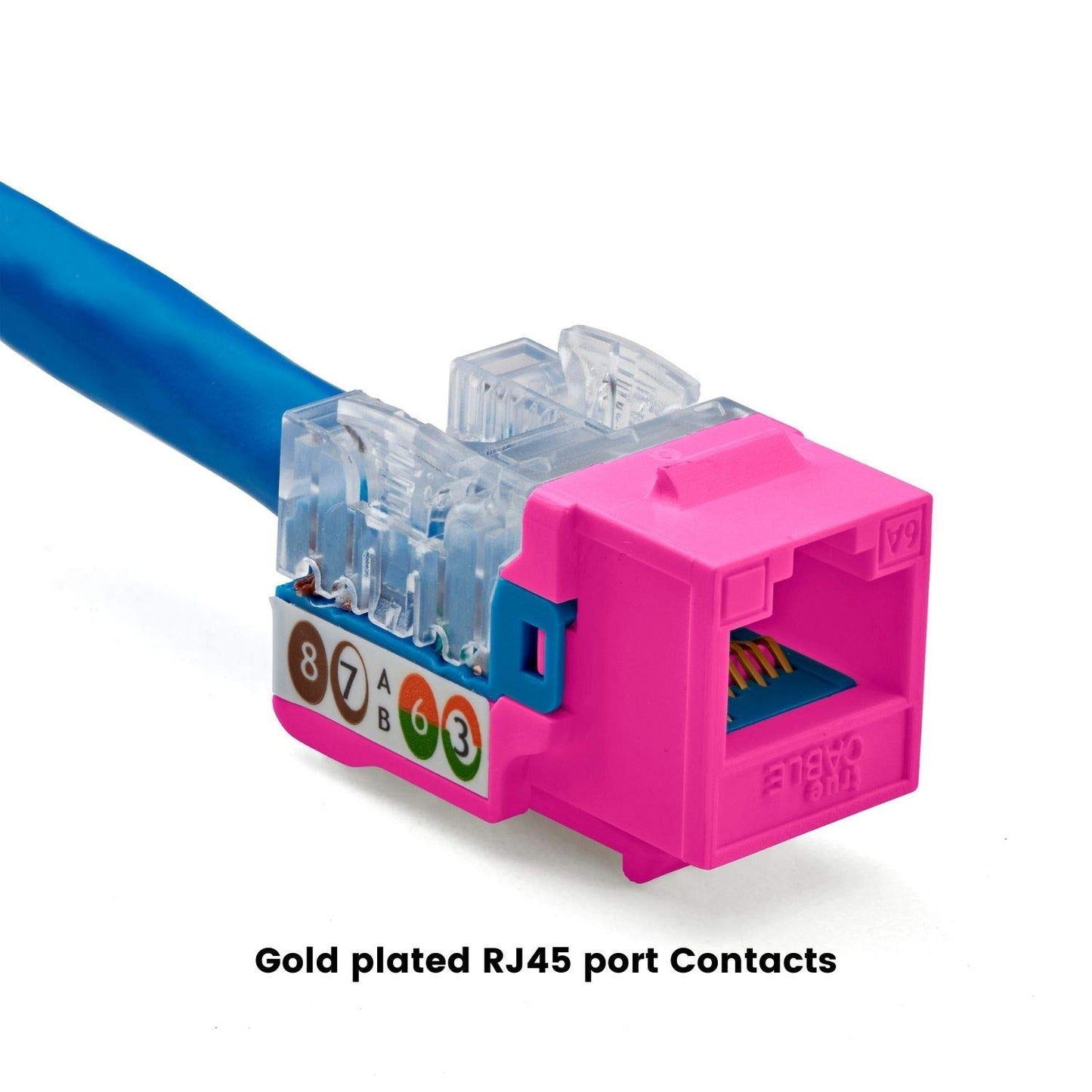 trueCABLE Cat6A Keystone Jack, Unshielded (UTP), 90 Degree Punch-Down, PoE++ (4PPoE), UL Listed, ETL Verified, ANSI/TIA Certified, Modular RJ45 Female, Pink, 12 Pack