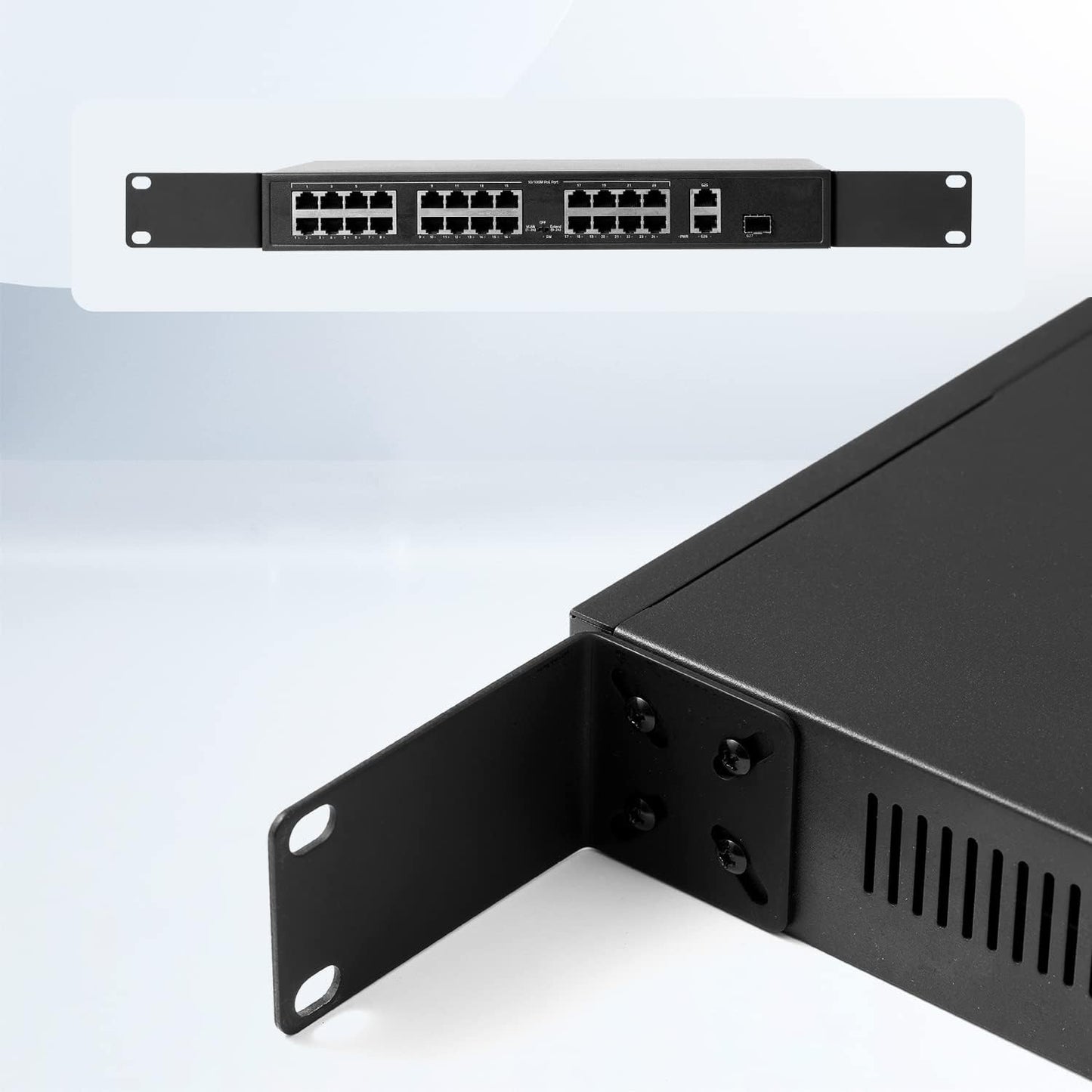 Rack Mount Kit for 12.6 inch Switches, Adjustable Rack Ears for Netgear, Cisco, D-Link, TRENDnet and Dell Products, Mount 12.6" Wide to 19" Equipment, Adjustable Hole Distance 14-30mm