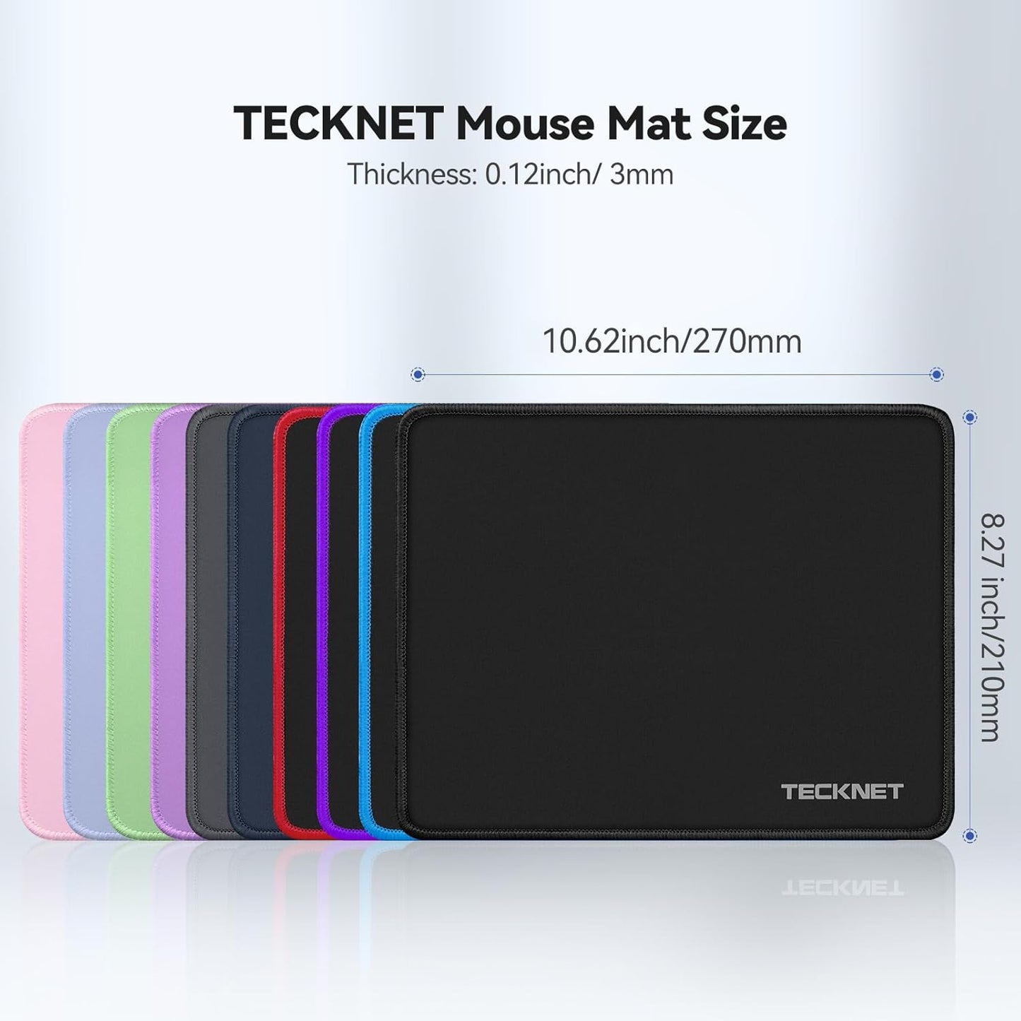 TECKNET Mouse Pad with Anti-fray Stitchin, Waterproof Surface & Non-Slip Rubber Base with Stitched Edges Gaming Mouse Mat for Laptop,Compatible with Laser and Optical Mice - Pink