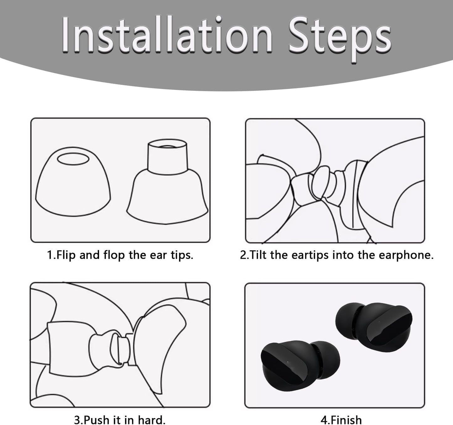 Replacement Silicone Ear Tips for Beats Fit Pro/Studio Buds/Studio Buds+ Headphone, 6 Pairs Earbuds Eartips L/M/S, Eargels Set Fit in Case, Earplug Ear Cap (Black with Pen)