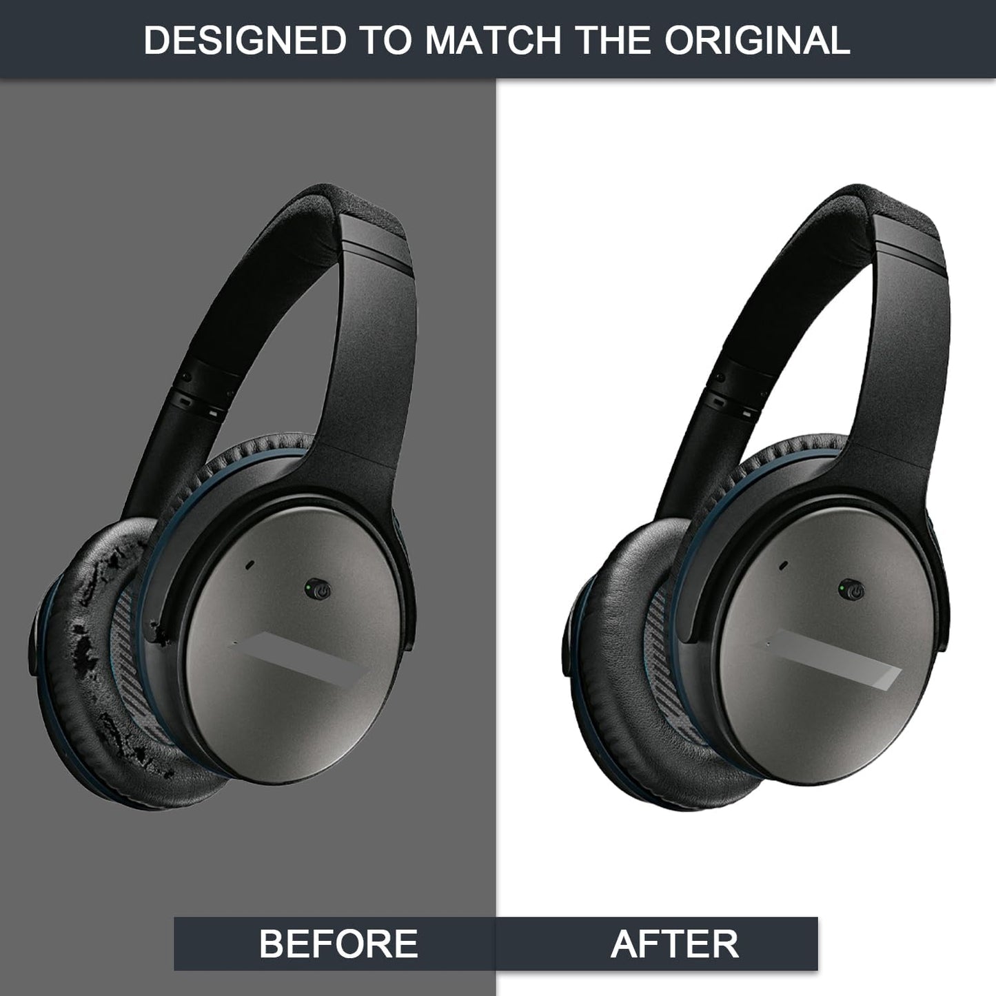Ear Pads for Bose Quiet Comfort 35 Soft Protein Leather Replacement Earpads Ear Cushions Ear Pad for Bose QC 45/35 / 25/15 QC2 / Ae2 / Ae2i / Ae2W / Sound Link/Sound True (QC35-Black&Blue)