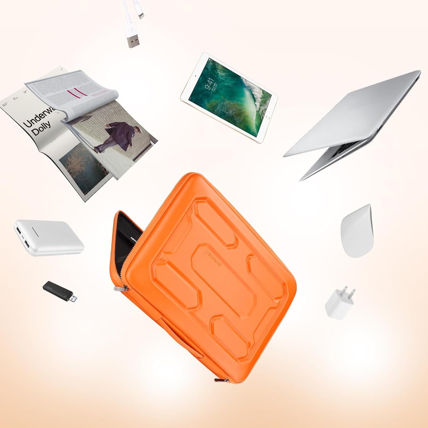 DOMISO 15.6 inch Laptop Sleeve with Handle Shockproof Waterproof EVA Protective Case for 15.6" Yoga 720 IdeaPad 310 320 ThinkPad T570/Legion 5 Gen 6/HP Envy 15/15.6" Notebooks, Orange