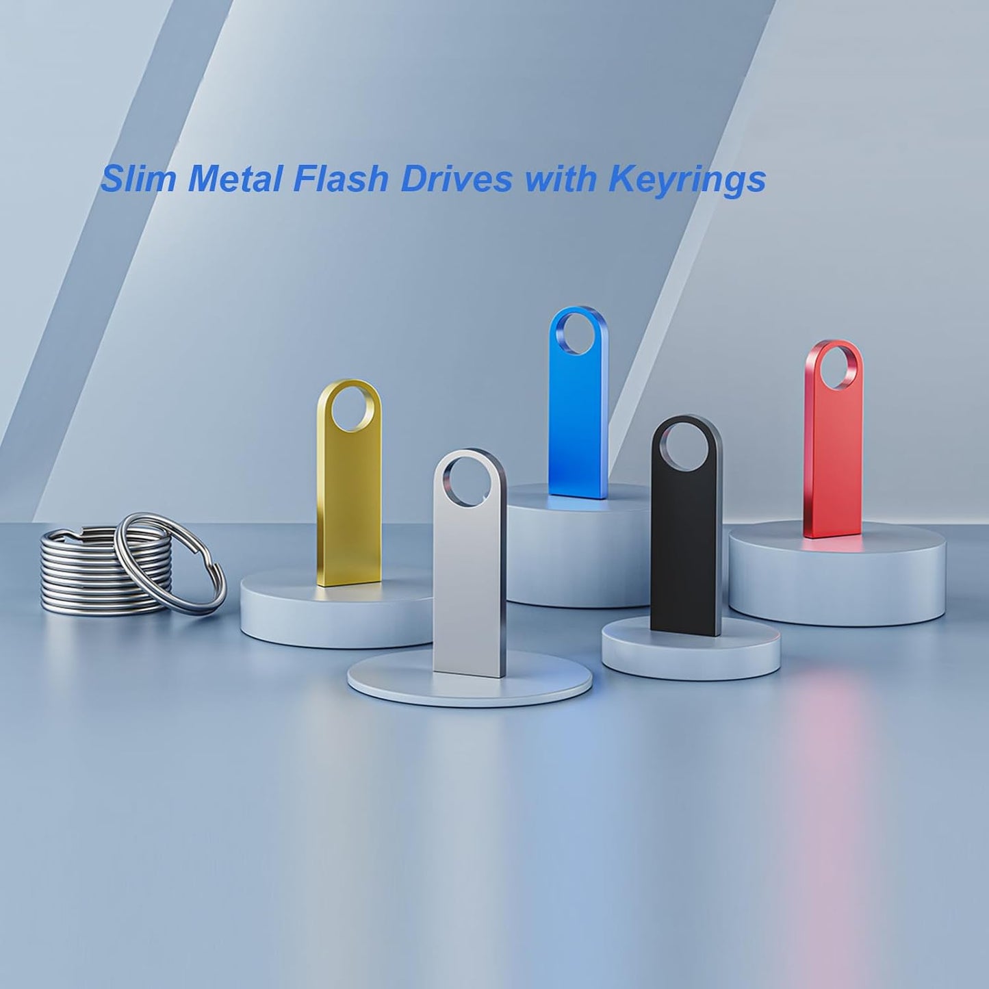 8GB USB Flash Drive 2 Pack with Keychains, Wooolken Sleek Metal USB 2.0 Thumb Drives Memory Stick for PC Laptop Computer