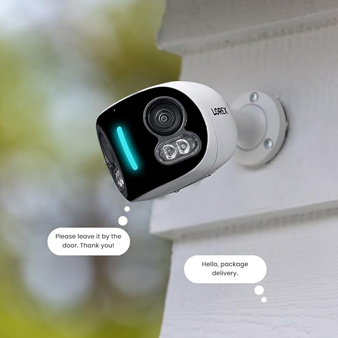 Lorex 4K Dual-Lens Outdoor Wi-Fi Security Camera | 180ยฐ Panoramic View | Smart Security Lighting | Color Night Vision | 2-Way Talk | Auto-Framing | 32GB Local Storage, No Monthly Fees | IP66 Rated
