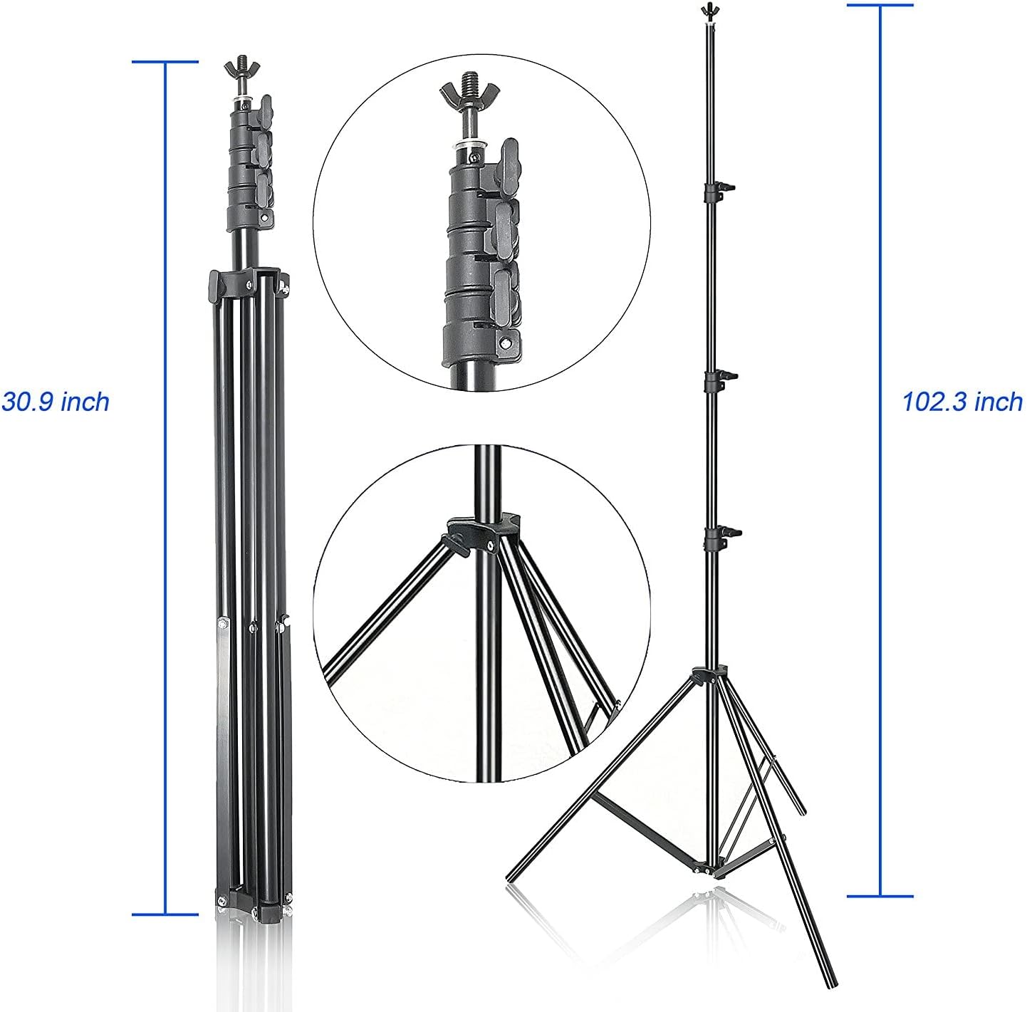 Photo Video Studio 10 x 8.5ft Stand with Muslin Backdrop (Green/White/Black) & 85W 5500K Led Bulb & Umbrella Lighting Kit Photography Background Support System Kit,Clamp, Carry Bag