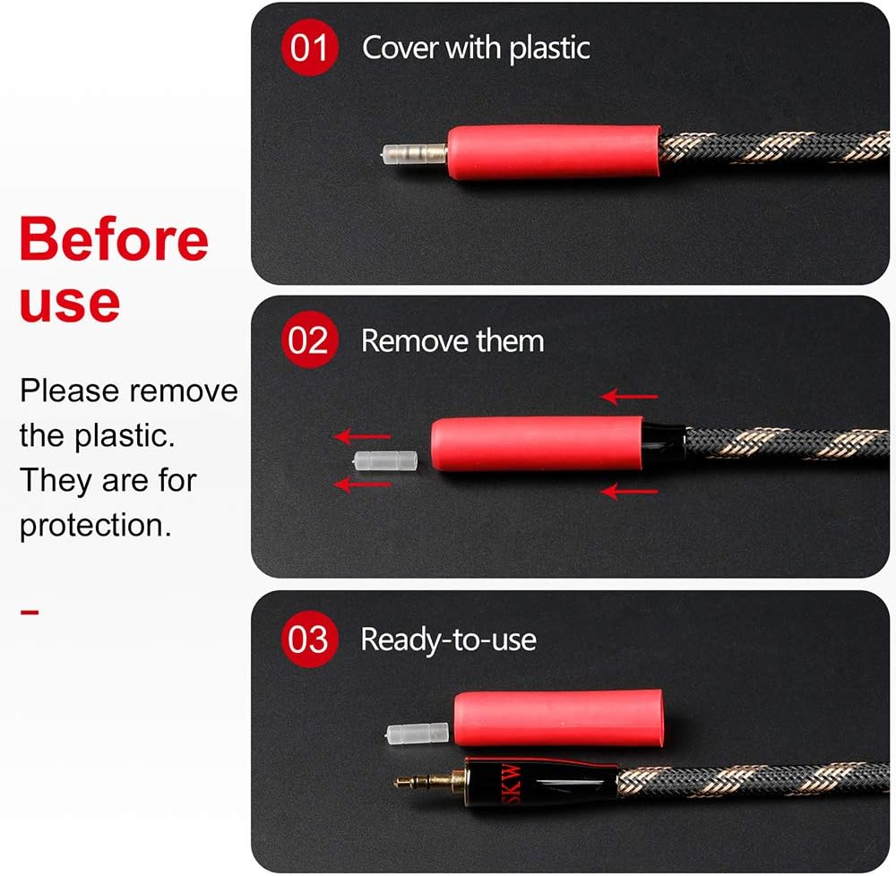 SKW Audiophiles High Gauge AUX Cable 3.5mm Male to Male Jack Cable with Diameter 6.8mm Stereo Audio Cable 4.9ft(1.5m)