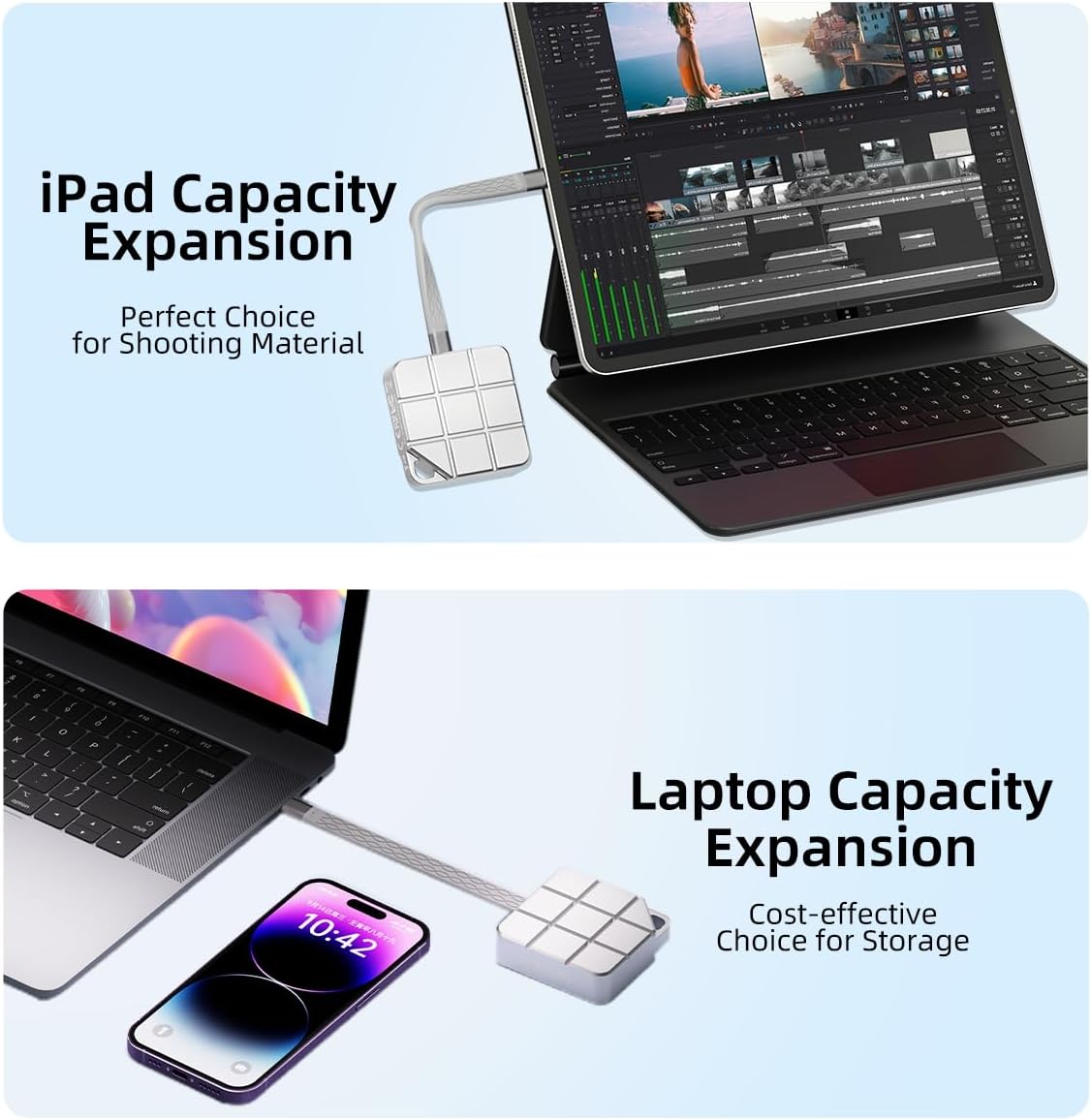MAIWO 256GB Portable SSD External Solid State Drive, USB 3.2 GEN 2 Type-C Up to 1050MB/s, Mini PSSD for iPhone 15 Pro Max MacBook Pro PS5, Aluminum (Silver)