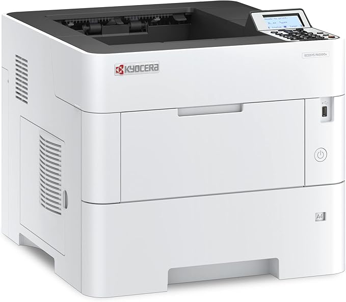 KYOCERA ECOSYS PA5500x Monochrome Laser Printer, 57 ppm, 600 x 600 dpi and Up to Fine 1200 dpi, 600 Sheet Tray, 100 Sheet MPT, Duplex, 5 Line LCD w/Hard Key Panel, Gigabit Ethernet, USB, 512 MB