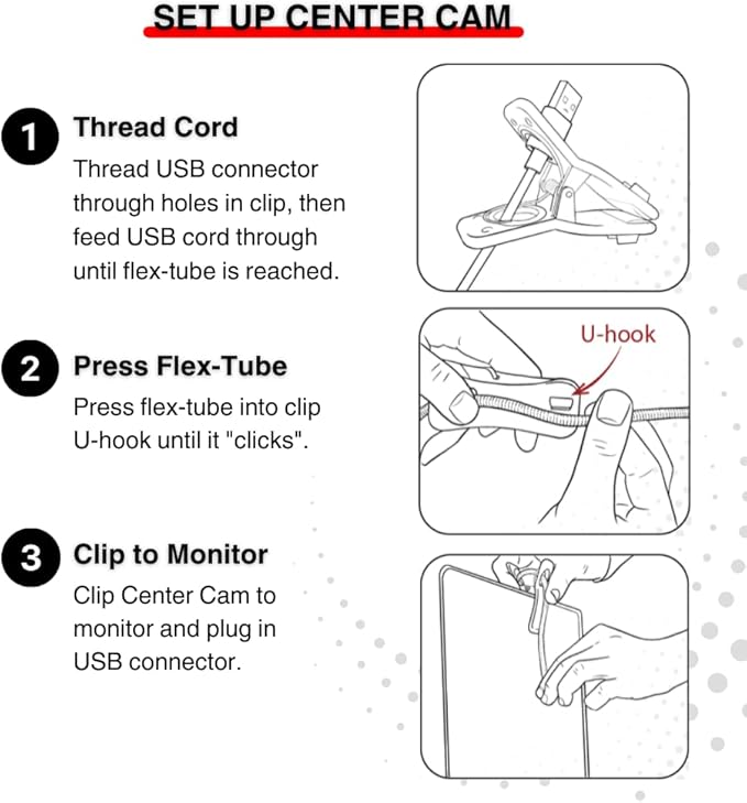 Center Cam Deluxe Package - Middle-Screen HD 1080p Webcam, LED Ring Light, Carrying Case, Conference Lighting Kit for Zoom Meetings and Video Calls