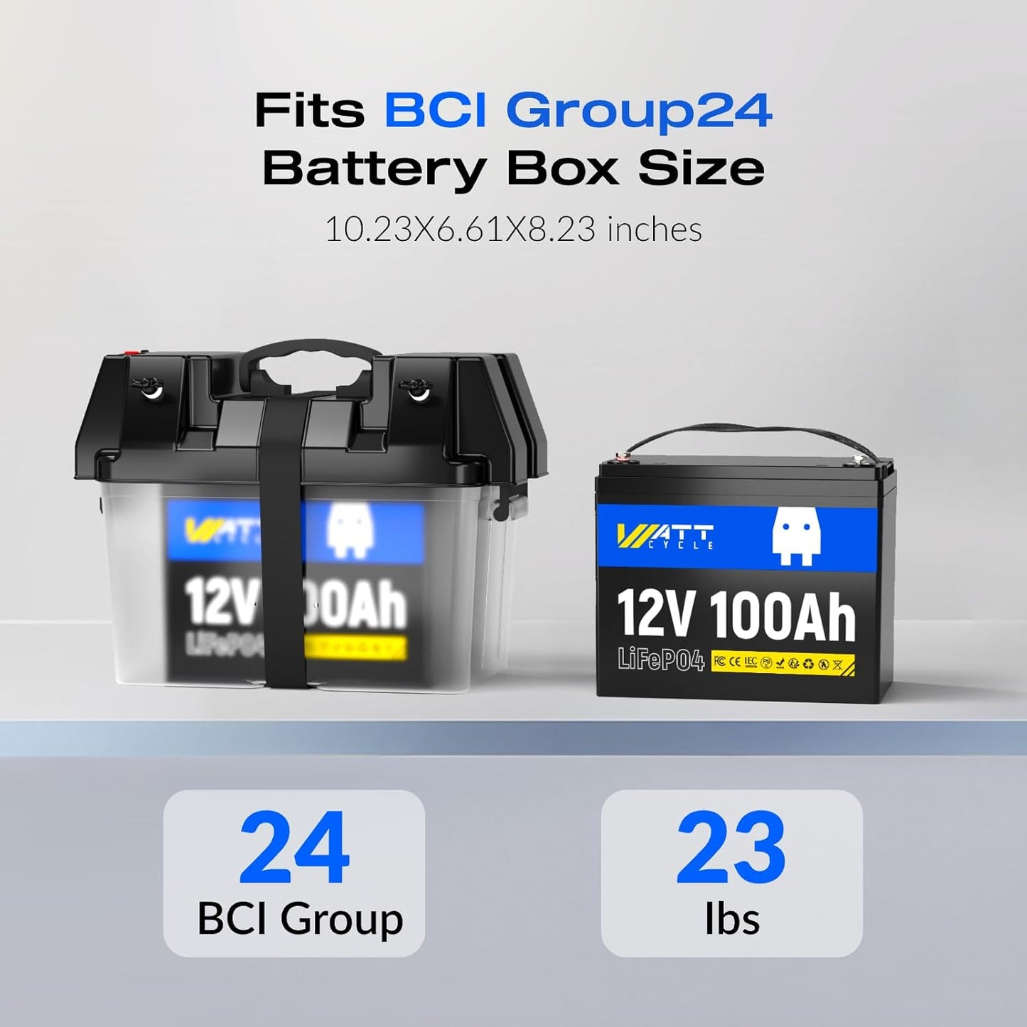3X 12V 100Ah LiFePO4 Lithium Battery - Group 24, 15000+ Deep Cycles, Built-in 100A BMS, Low-Temp Tech for RV, Solar, Marine, Trolling Motor, Home Energy Storage (3 Pack)
