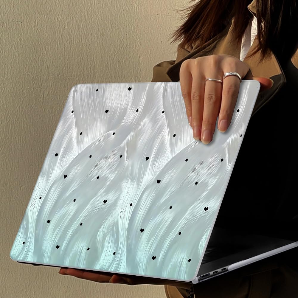 for MacBook Air 13.6 Inch Case 2025 2024 2023 2022 Release Models: M4 A3240 A3113 M3 A2681 M2, Plastic Hard Shell Case Cover for Mac Air 13.6 Retina Display & Touch ID,Silver Green Gradient