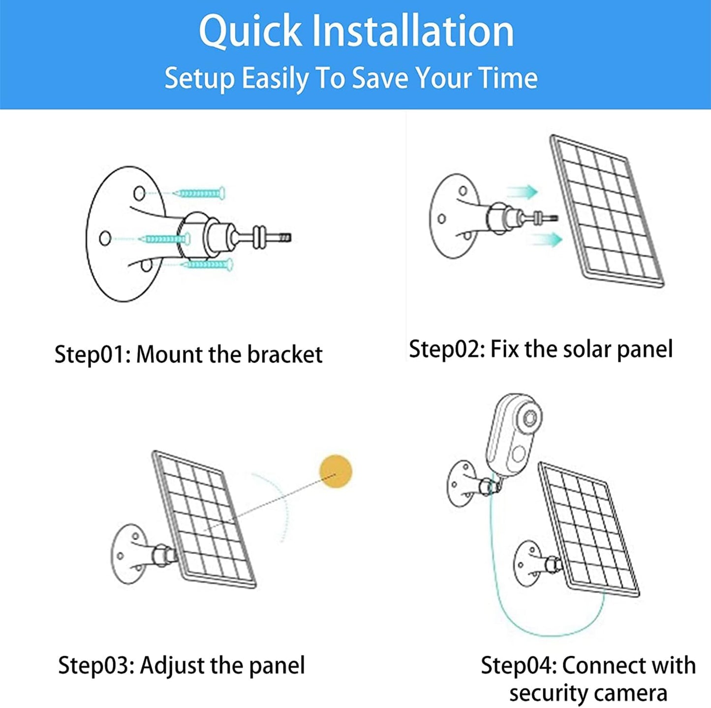 Solar Panel Charger Compatible with Arlo Pro 3/Pro 4/Pro 5S/Ultra/Ultra 2/Go 2 Continuous Power Supply IP65 Weatherproof with 9.8ft Charging Cable and Adjustable Wall Mount