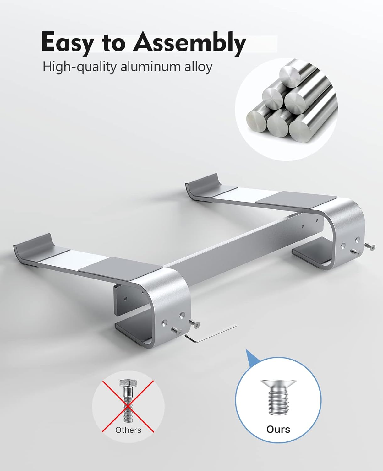 SOQOOL Laptop Stand for Desk, Computer Stand Riser for Desk,Ventilated Ergonomic Aluminum Notebook Stand Compatible with MacBook Air Pro Dell XPS HP 11 14 15.6 17.3 Inch Silver Work from Home