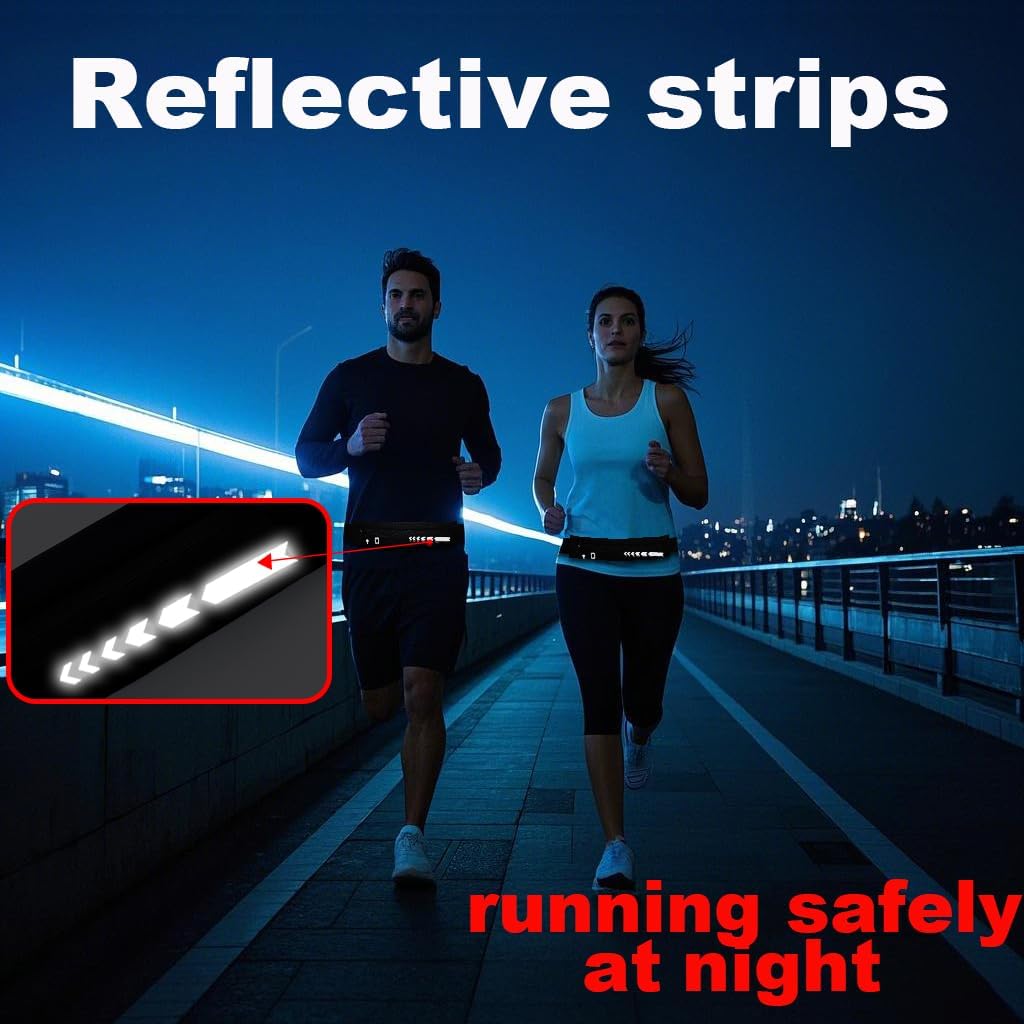 USHAKE Slim Running Belt for Women Men-Runners Phone Holder Fanny Pack, Adjustable, Bounce Free Waist Pouch bag for Workout, Money Belt, Run Gear Accessories Navy Blue