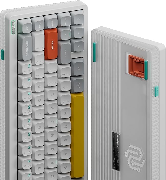 nuphy Halo65 V2 Wireless Mechanical Keyboard with PBT Keycaps, 65% Hot Swappable Custom Gaming Keyboard Compatible with QMK/VIA, RGB Backlit,Gasket Structure,BT5.0/USB-C/2.4GHz,White-Lemon Switches