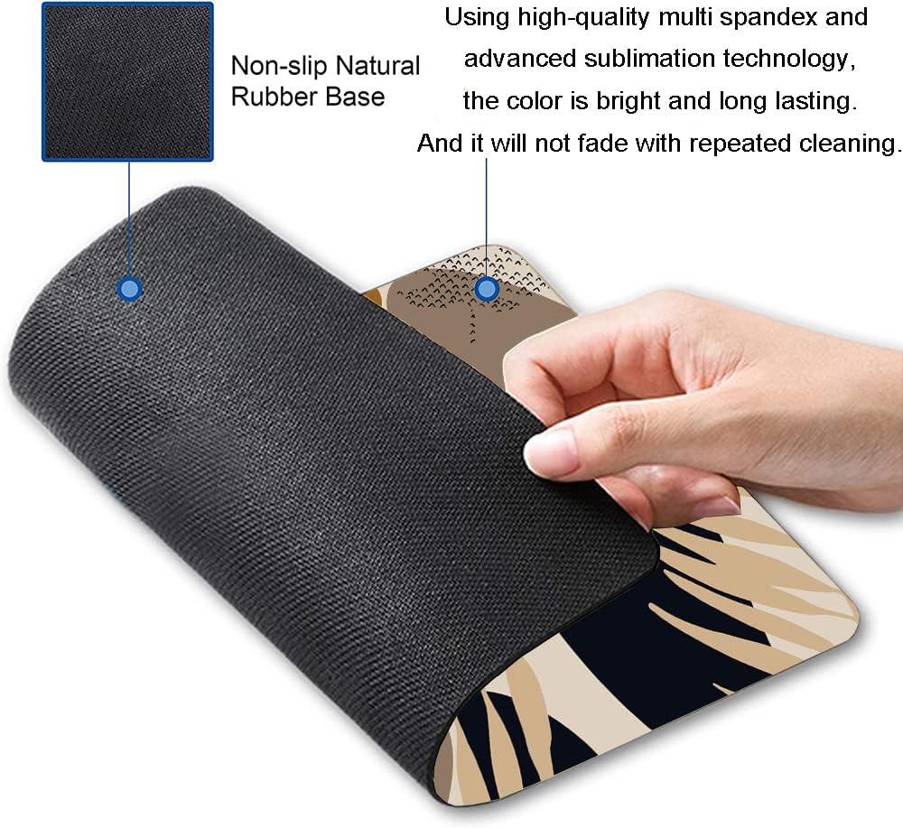 Mouse Pad, Square Abstract Mouse Pad, Cute Mouse Mat Waterproof Non-Slip Rubber Base Mouse Pads for Office Laptop, Brown Leaves