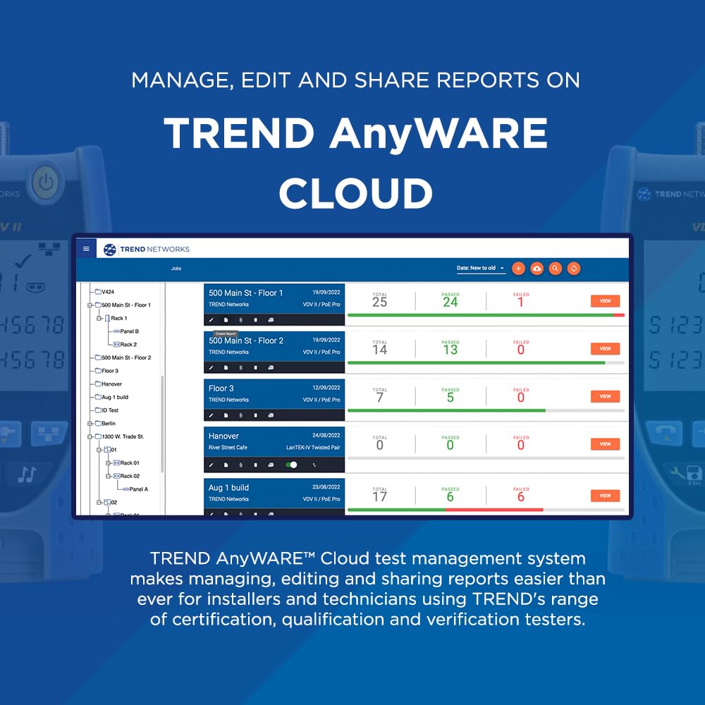 TREND Networks | R158007 | VDV II Basic | Cloud Connected | Voice, Data and Video Cable Verifier | Copper Cable Tester | Advanced Wiremap & Troubleshooting Tool