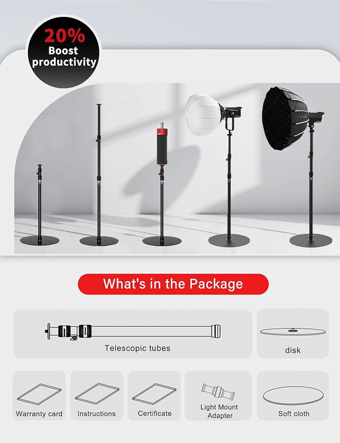 IFOOTAGE A400 Round Base Monopod, 79'' Light Stand Tripod Alternative, Aluminum Studio Camera Tripod Monopod Stand for Video Recording, Live Streaming, Interview, Payload 22lb (2 Pack)