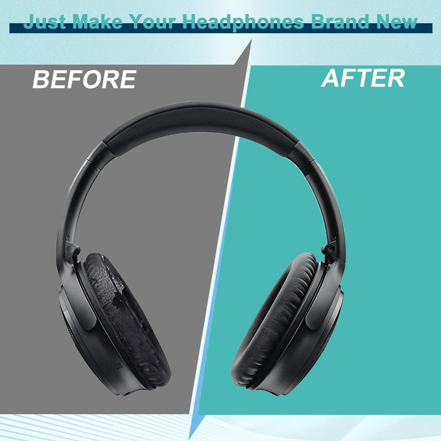 Replacement Earpads Cushions for Bose QuietComfort 35 & Quiet Comfort 35 II, Headphones Ear Covers Ear Pads for Bose QC35/QC35II/25/15/2 / Ae2 / Ae2i / Ae2W / Sound Link/True (Cooling Gel Black)